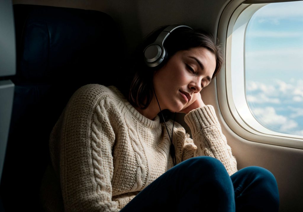 Entspannung auf einem Langstreckenflug ist möglich, zum Beispiel durch Meditation und die richtige Musikauswahl